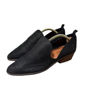 Lucky Brand Black Leather Slip On Mahzan Flat Womens Sz 7.5